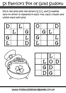 St patricks day pot of gold sudoku