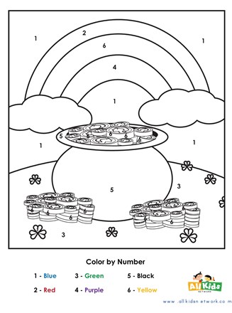 St patricks day color by number all kids network