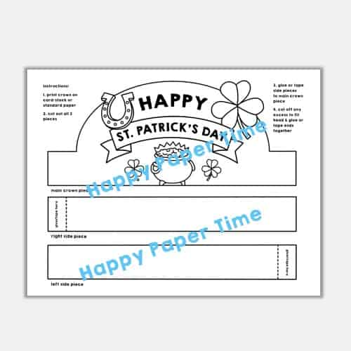 St patricks day paper crown coloring