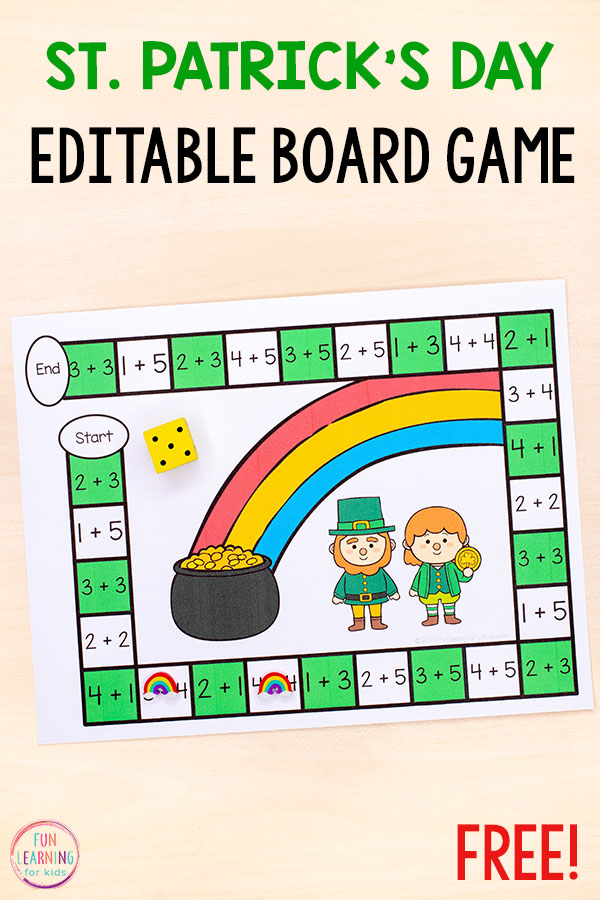 Editable st patricks day board game free printable