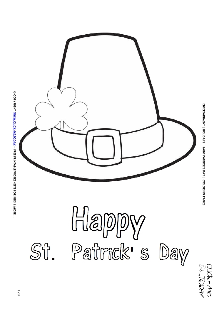 St patricks day coloring page happy stpatricks hat