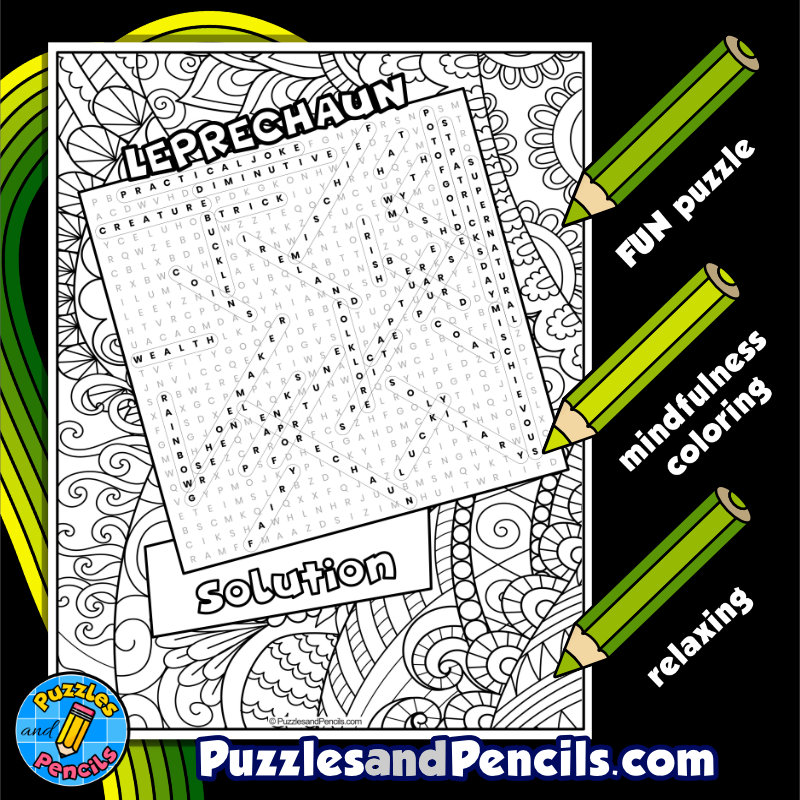Leprechaun word search puzzle with coloring st patricks day wordsearch made by teachers