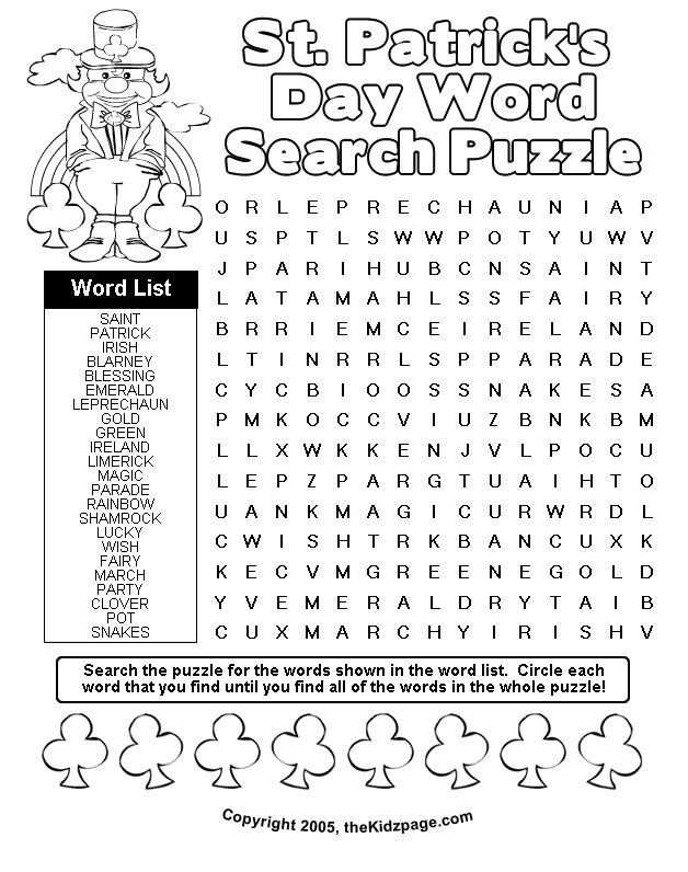 Get in the st patricks day spirit with free coloring pag and word search puzzl