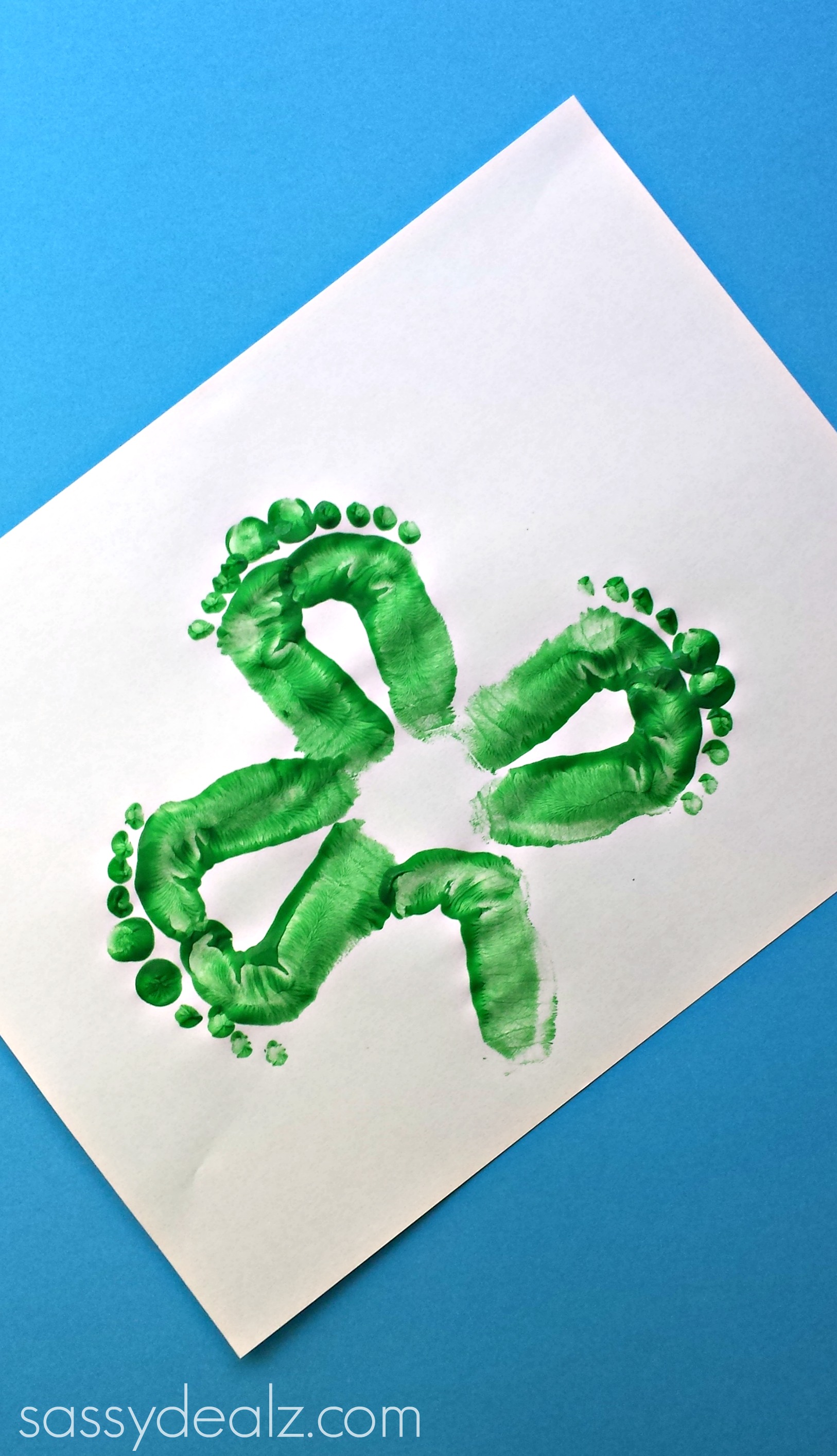 Kids shamrock footprint craft for st patricks day