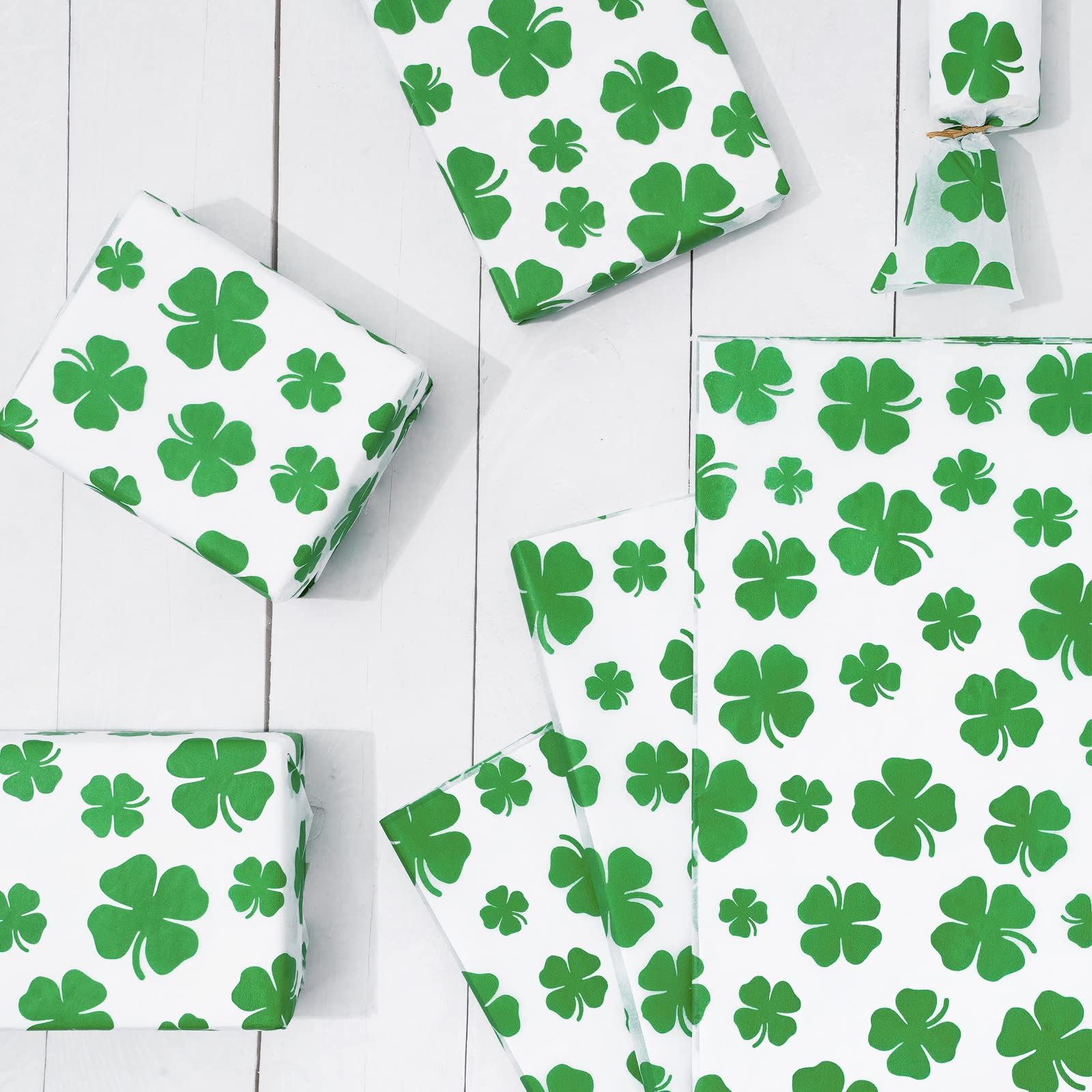 Whaline st patricks day tissue paper watercolor shamrock wrapping paper green clover gift wrapping paper art paper for home diy gift bags party favor decor x inch sheet