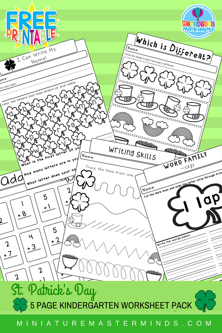 St patricks no prep worksheet pack pages of kindergarten worksheets â miniature masterminds