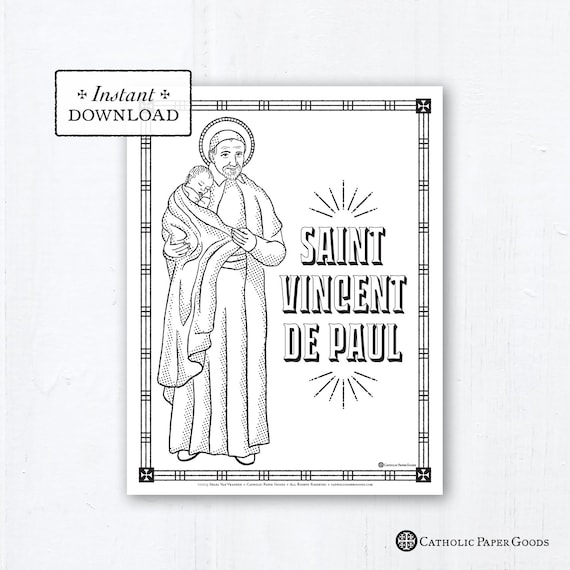 Catholic coloring page saint vincent de paul catholic saints printable coloring page digital pdf