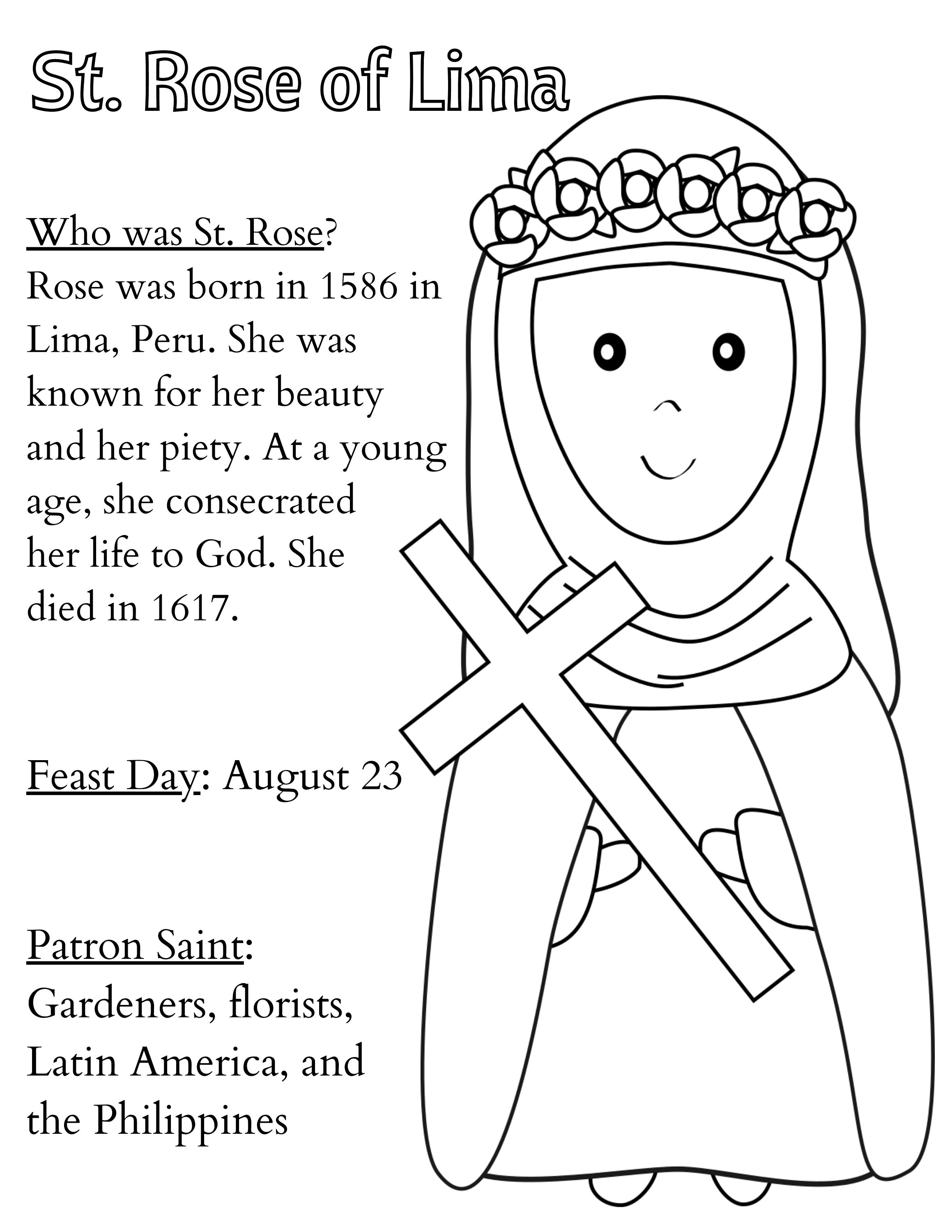 St rose of lima coloring page printable saint coloring page