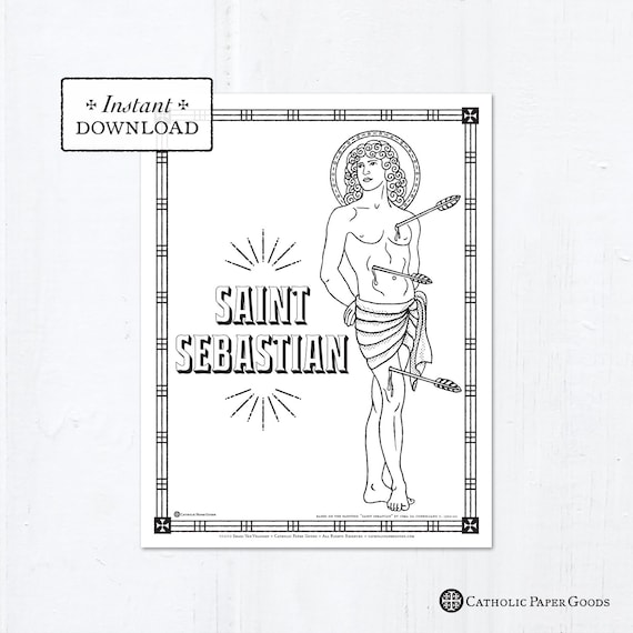 Buy catholic coloring page saint sebastian catholic saints online in india