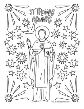 St thomas aquinas coloring page by the little rose shop tpt
