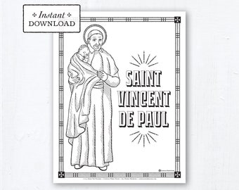Catholic coloring page saint vincent de paul catholic saints printable coloring page digital pdf