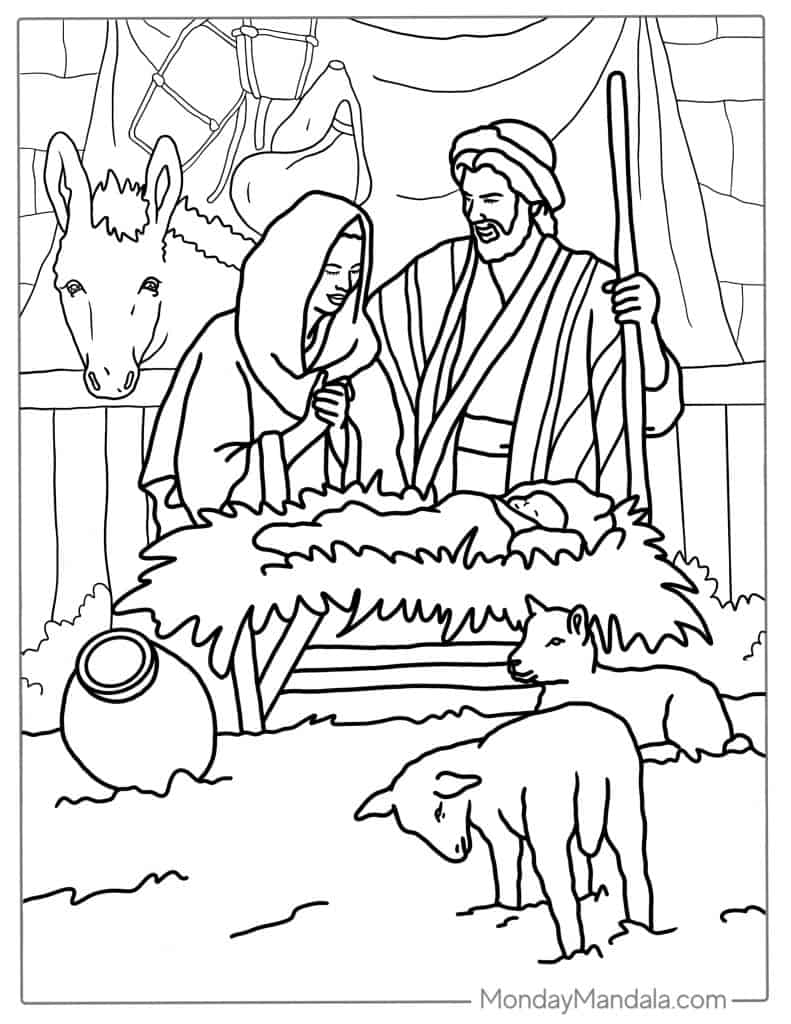 Nativity coloring pages free pdf printables