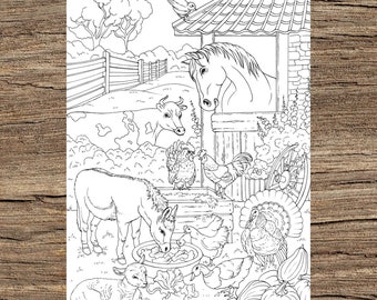 Farm animals printable adult coloring page from favoreads coloring book pages for adults and kids coloring sheets colouring designs