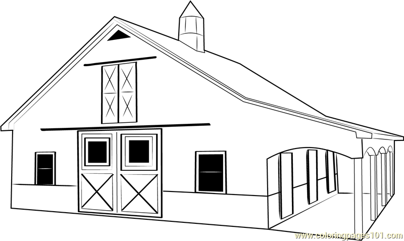 Custom horse barn coloring page for kids