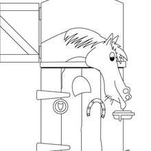 Horse in the stable coloring pages