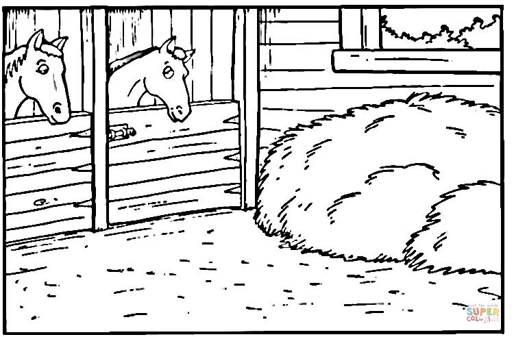 Horses in the stable coloring page free printable coloring pages