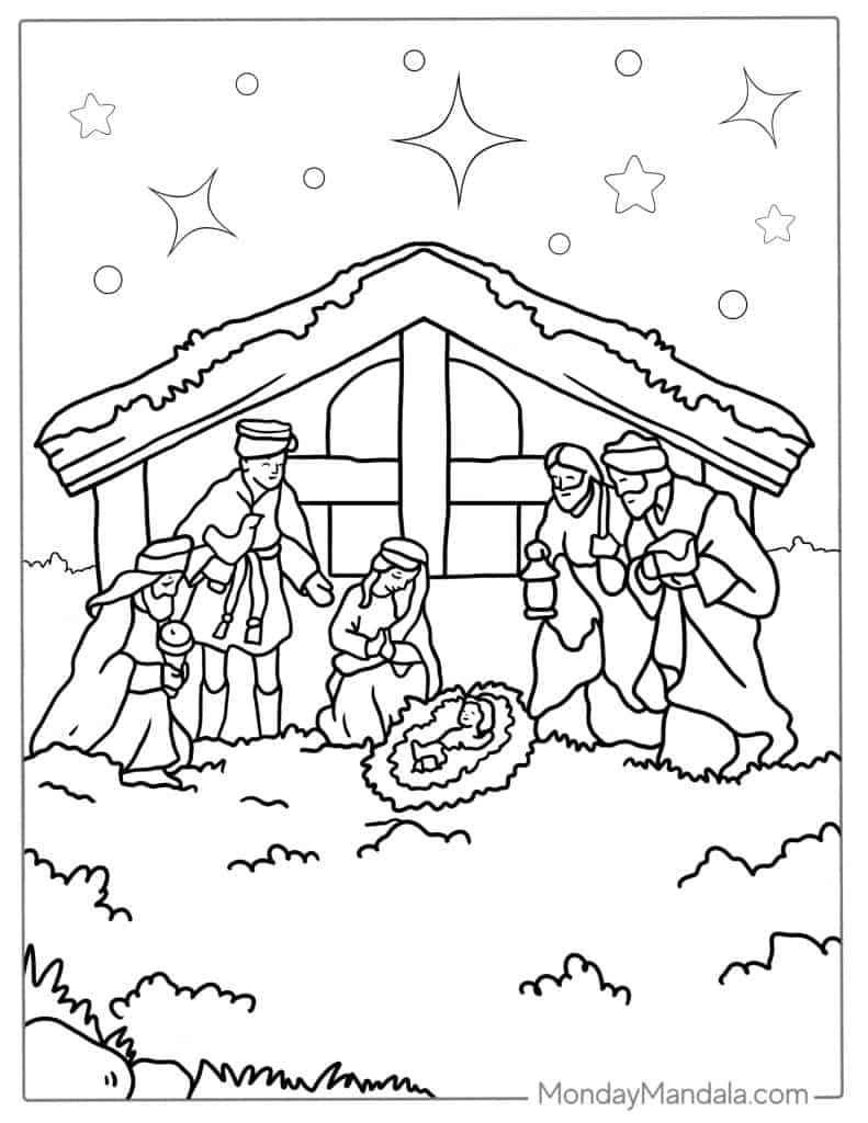 Nativity coloring pages free pdf printables