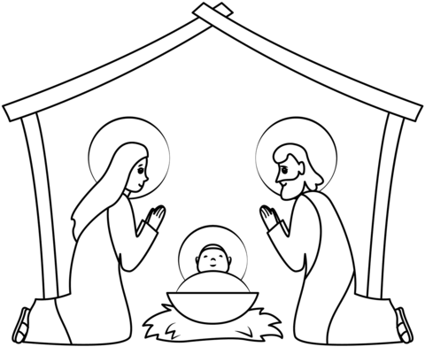 Nativity stable coloring page free printable coloring pages
