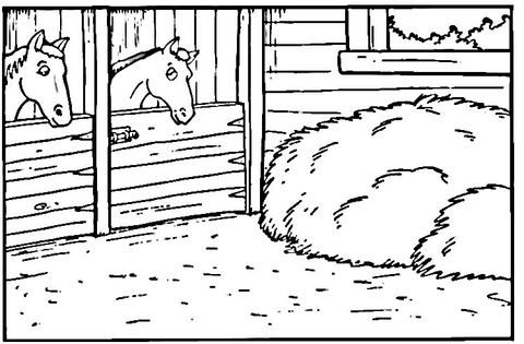 Horses in the stable coloring page free printable coloring pages