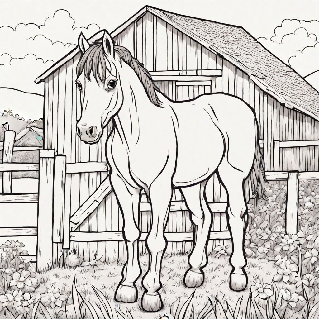 Cute horse coloring page