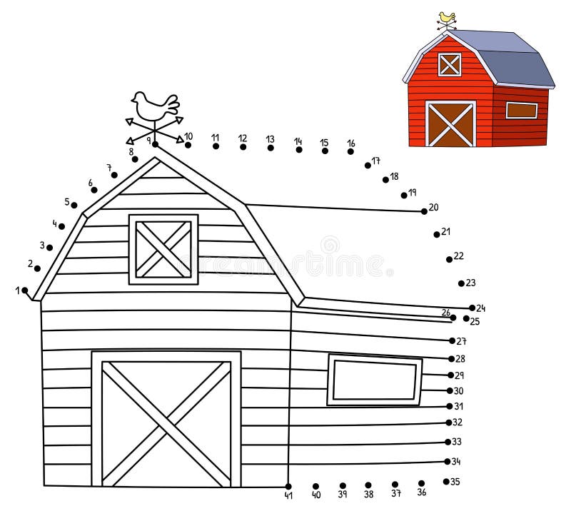 Farmhouse coloring page colored illustration childish design for kids activity colouring book or page stock vector