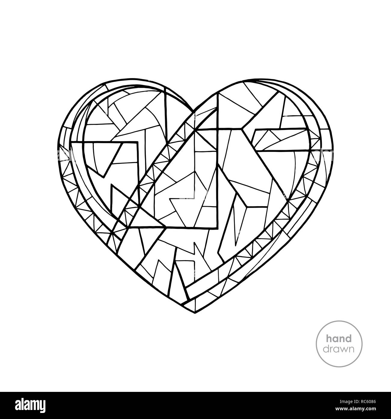 Heart coloring book hand drawn abstract love holidays vector illustration valentines day background in modern style holidays coloring page stock vector image art