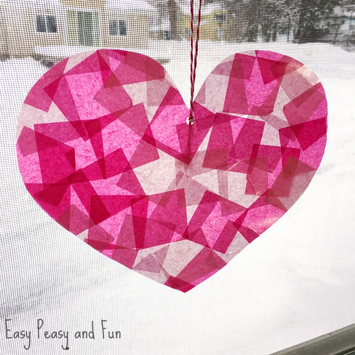 Faux stain glass heart suncatcher