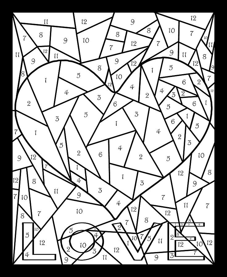 Stained glass love color by number digital art by grace joy carpenter