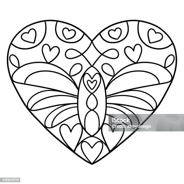 Heart isolated coloring page for kids stock illustration