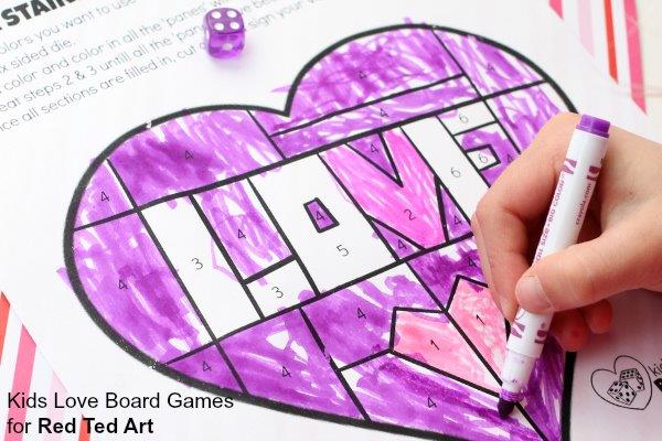Stained glass heart valentines game for kids