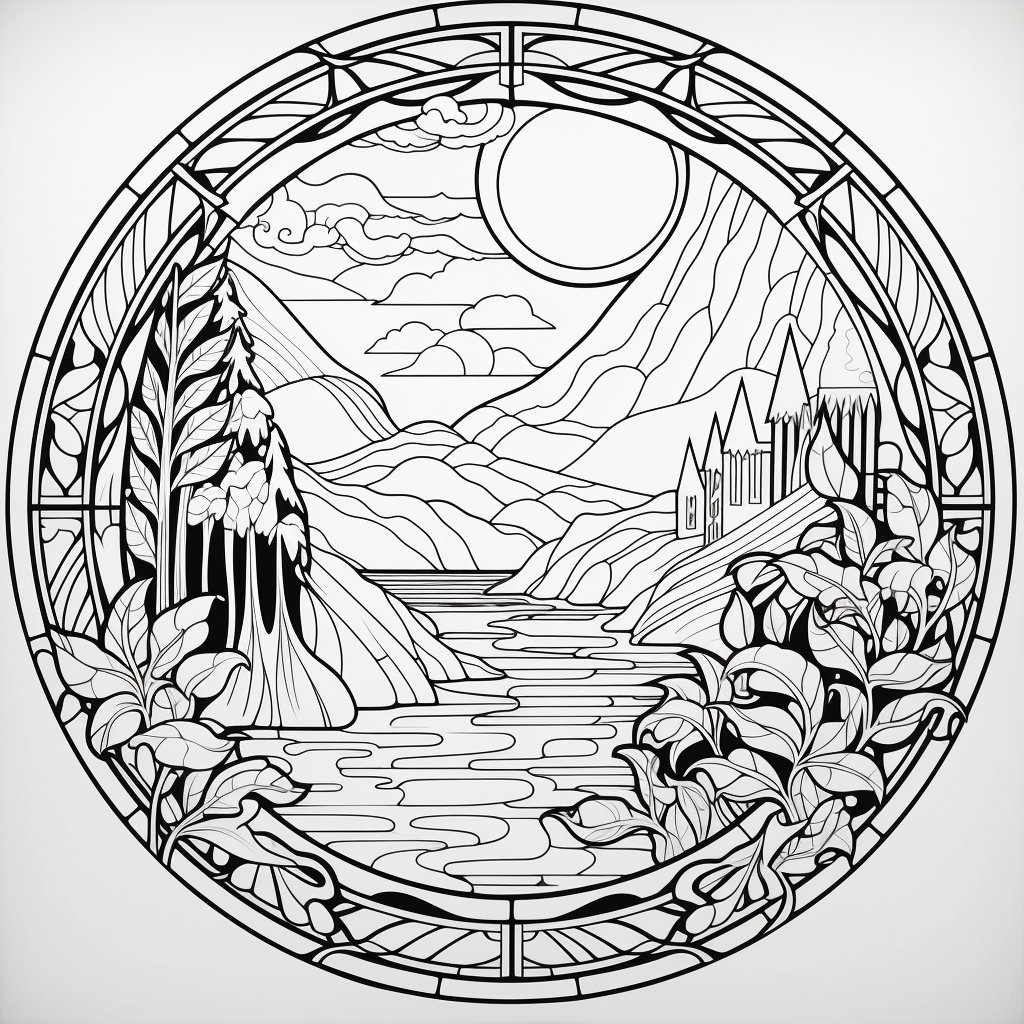 Stained glass adult coloring pages printable instant digital downloads