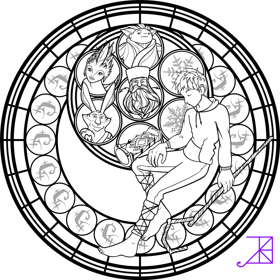 Jack frost stained glass coloring page by akili