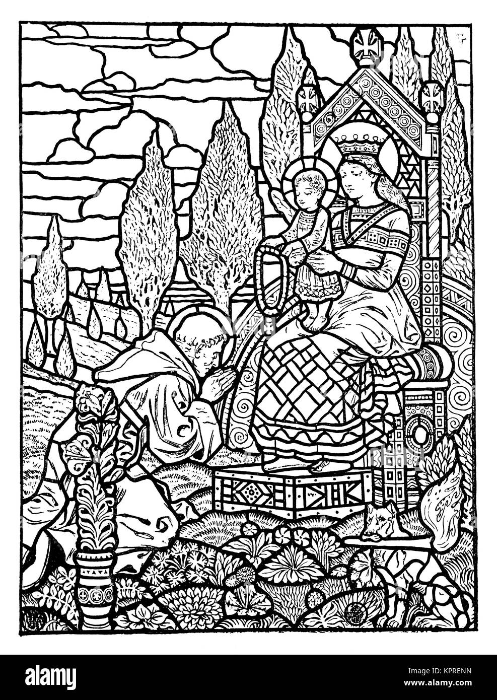 Stained glass angel black and white stock photos images
