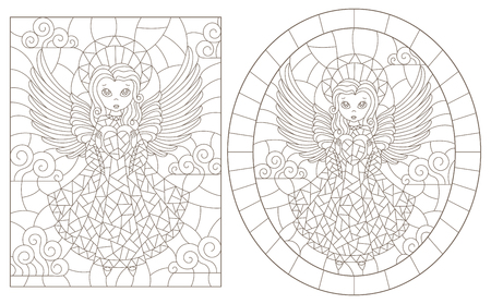 Angel stained glass stock vector illustration and royalty free angel stained glass clipart