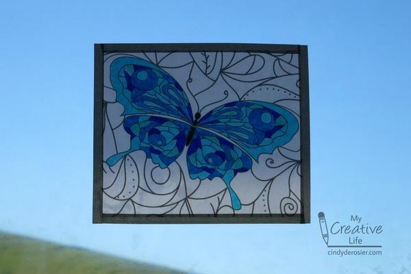 Faux stained glass coloring book pages