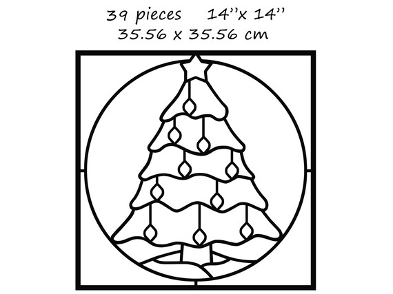 Christmas tree pattern for stained glass mosaics quilting needle felting resin art needlepoint printable pdf files instant download