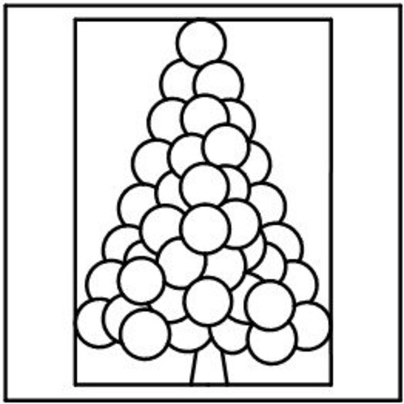 Bubble christmas tree stained glass panel pattern