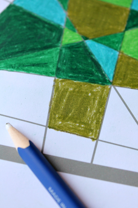 Stained glass christmas tree louring in sheet