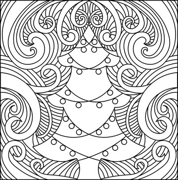 Premium vector christmas coloring book christmas tree coloring page snowflakes and christmas trees