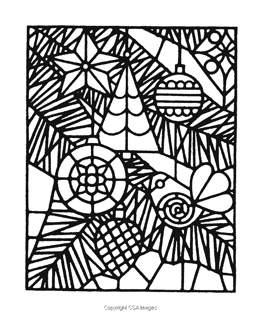 Christmas ornaments and christmas tree stained glass effect csa images