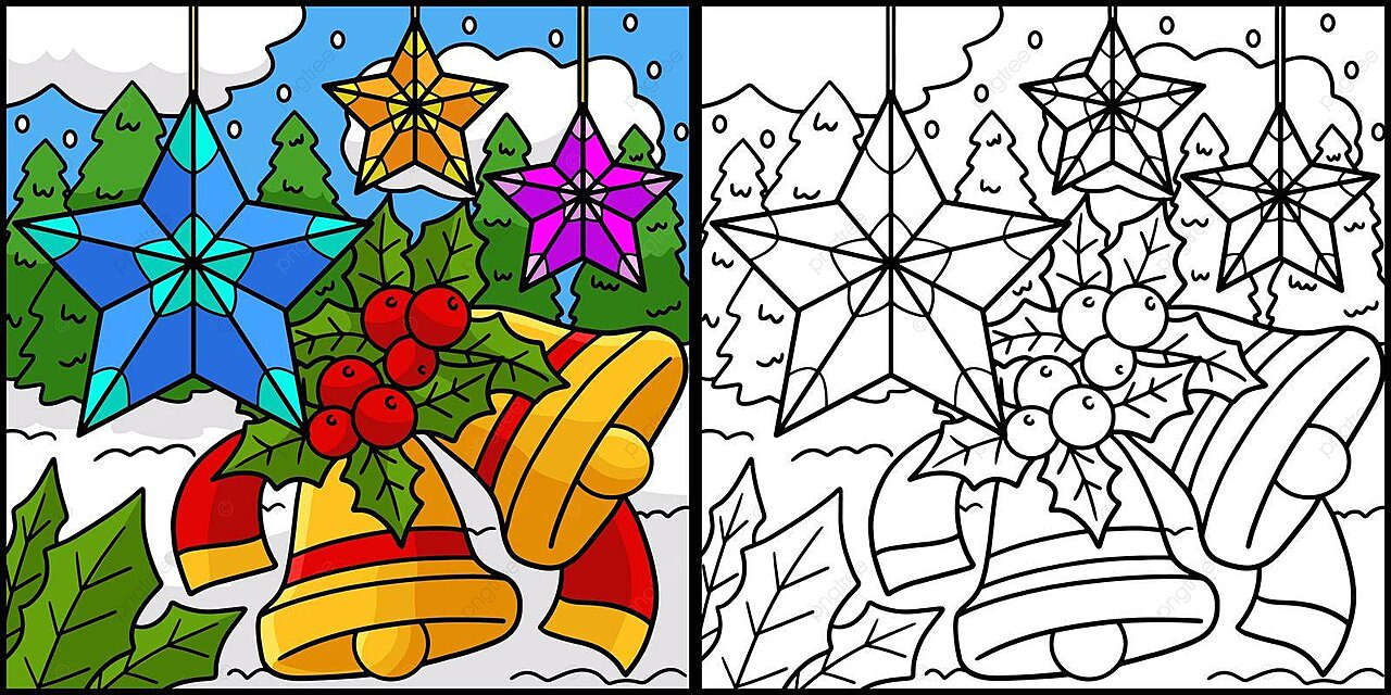 Christmas bells coloring page colored illustration line colored clip art vector line colored clip art png and vector with transparent background for free download
