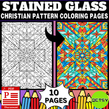 Christmas stained glass coloring pages tpt