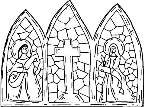 Stained glass cross coloring page free printable coloring pages
