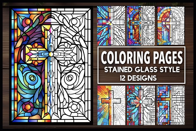 Christian cross stained glass coloring pages