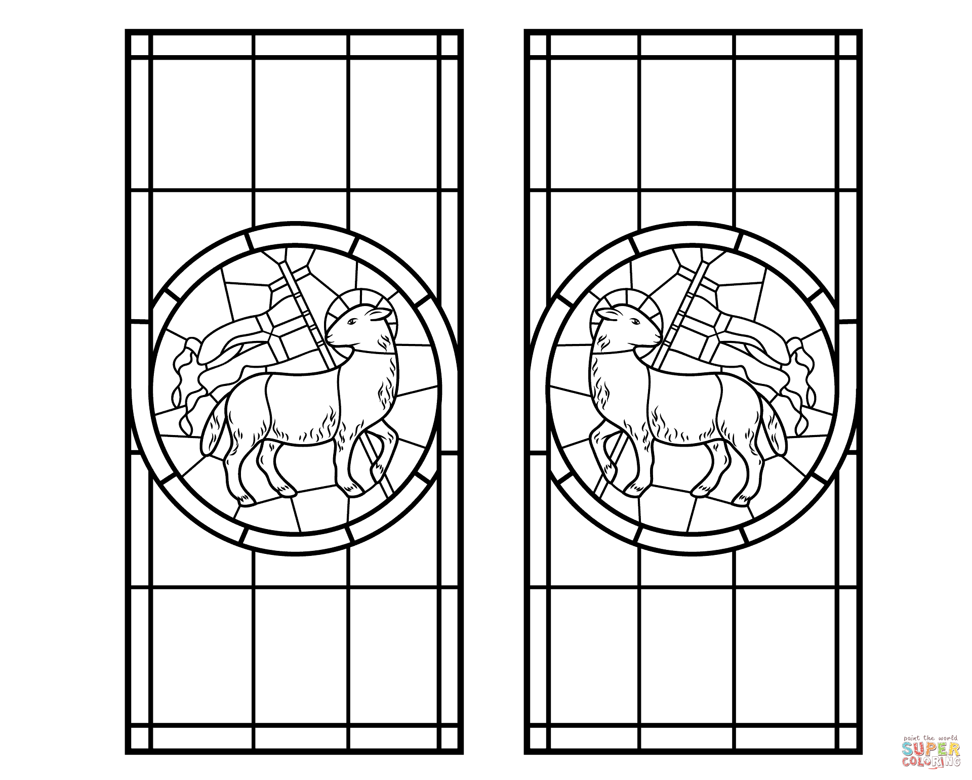 Lamb with cross stained glass coloring page free printable coloring pages