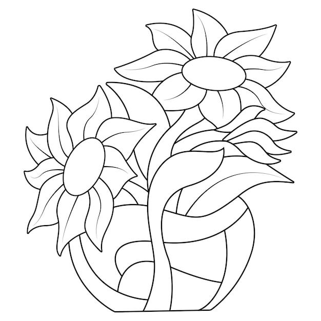 Premium vector flowers design printable coloring pages