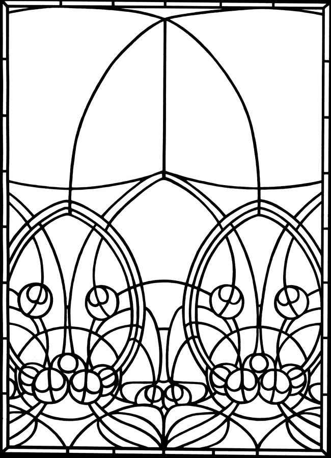 Stained glass coloring pages for adults