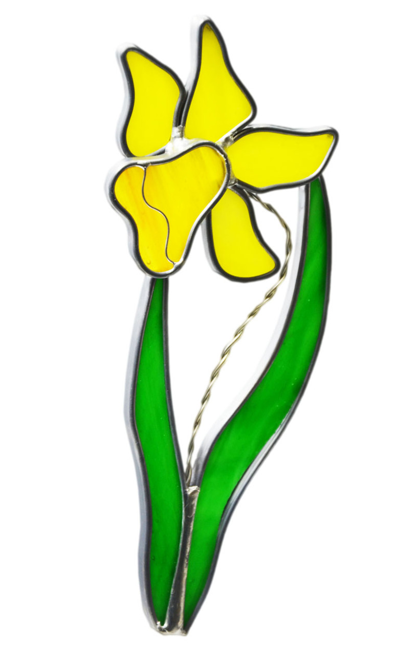 Daffodil art glass suncatcher
