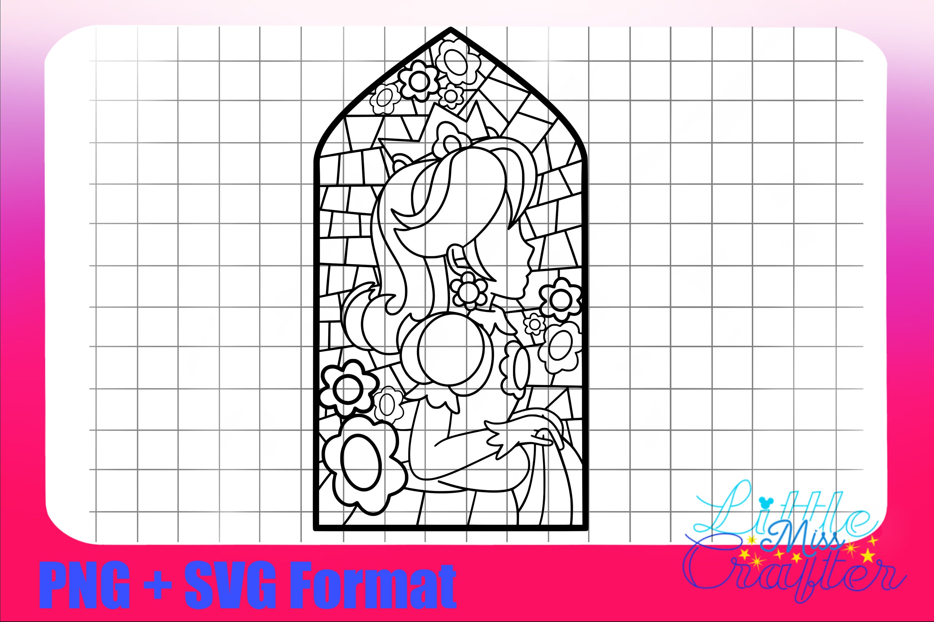 Princess daisy mario stained glass svg and png digital files great for crafters or colouring page the super mario bros mushroom kingdom instant download