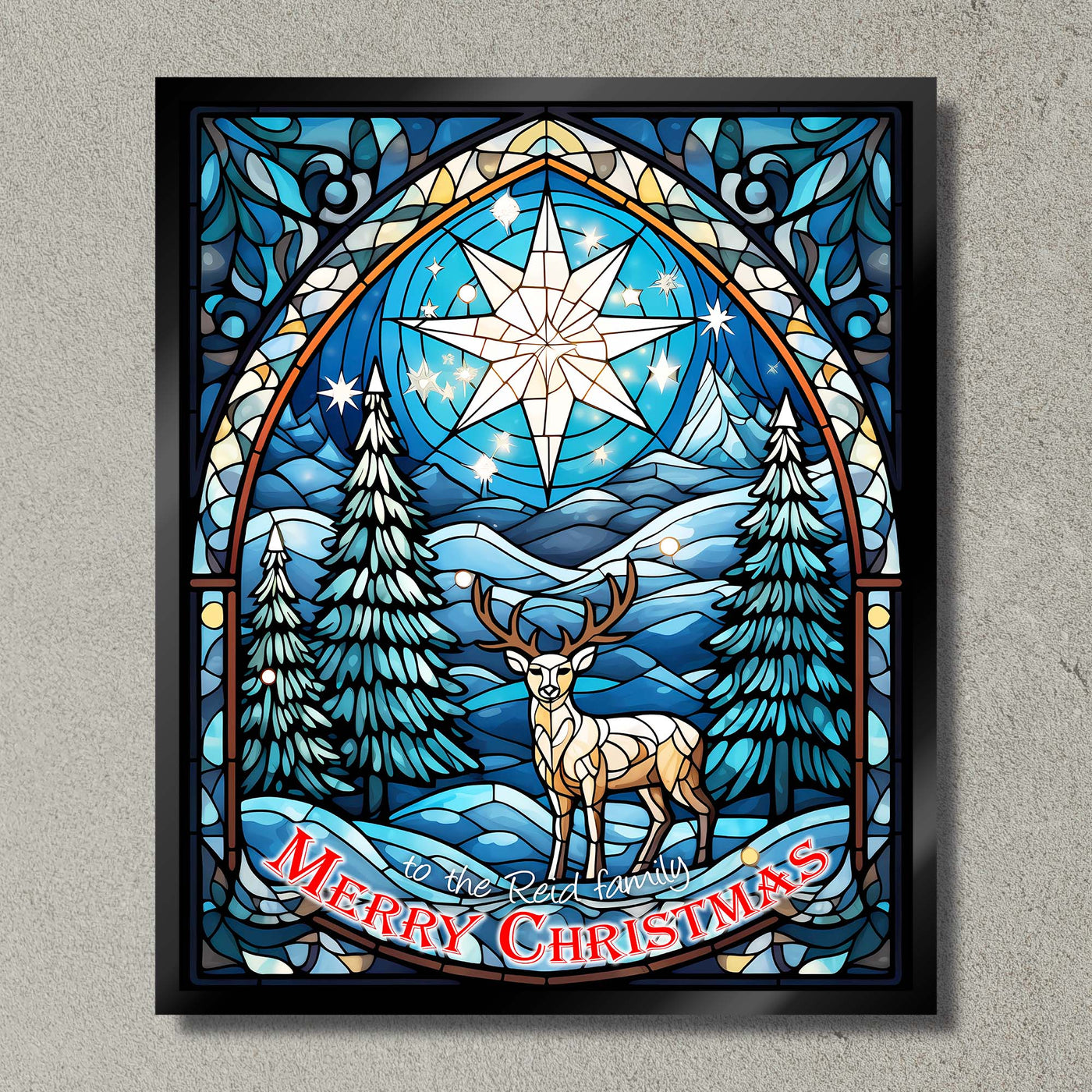 Illuminated artwork christmas illustration stained glass reindeer wi â turned art